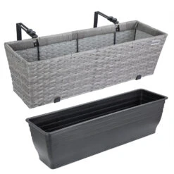 Polyrattan Blumenkasten 4er-Set Grau -Gartenmöbel Geschäft 0360829e9dad24b4c5a60470f17608e1 de 108646d 1