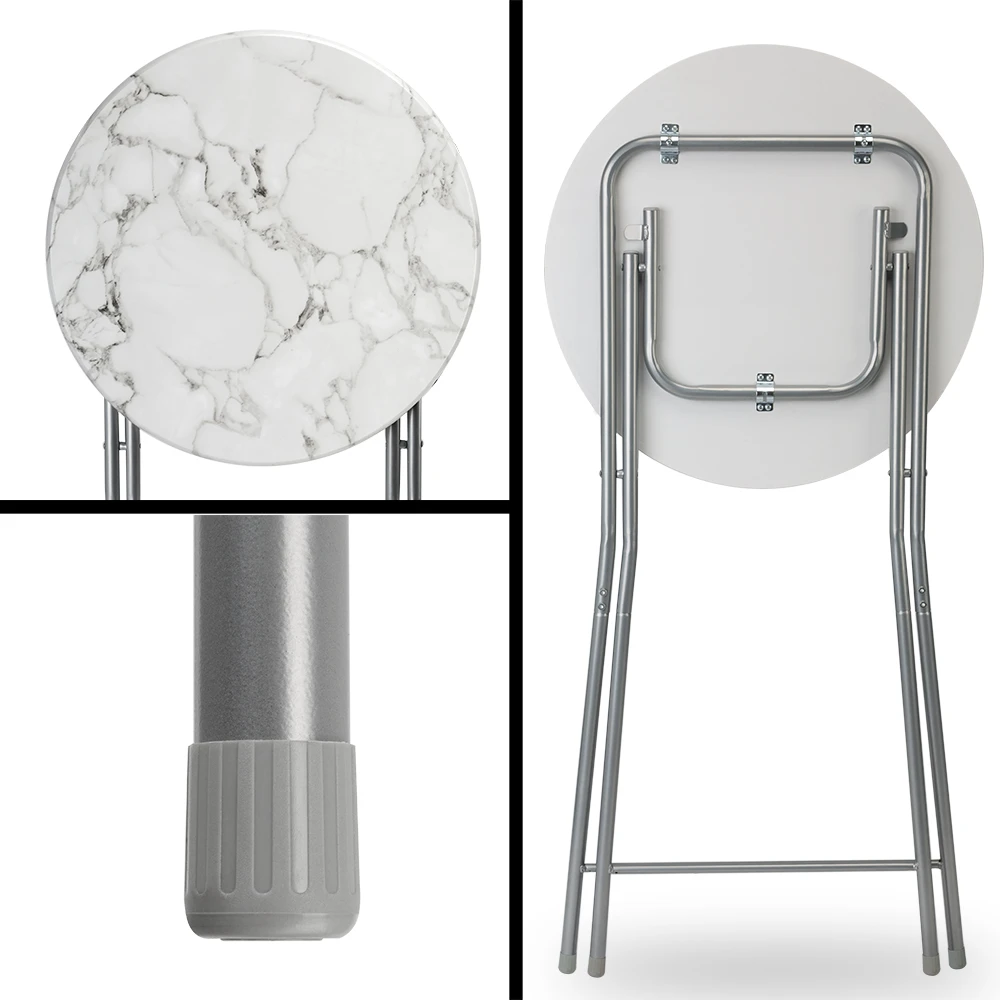 Stehtisch Weiß Marmoroptik Ø60cm Klappbar 7 Stehtisch Weiß Marmoroptik Ø60cm Klappbar – Bild 5