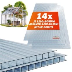 Gartenmöbel Geschäft 18 Hohlkammerstegplatten 14er-Set Transparent 10,25m²