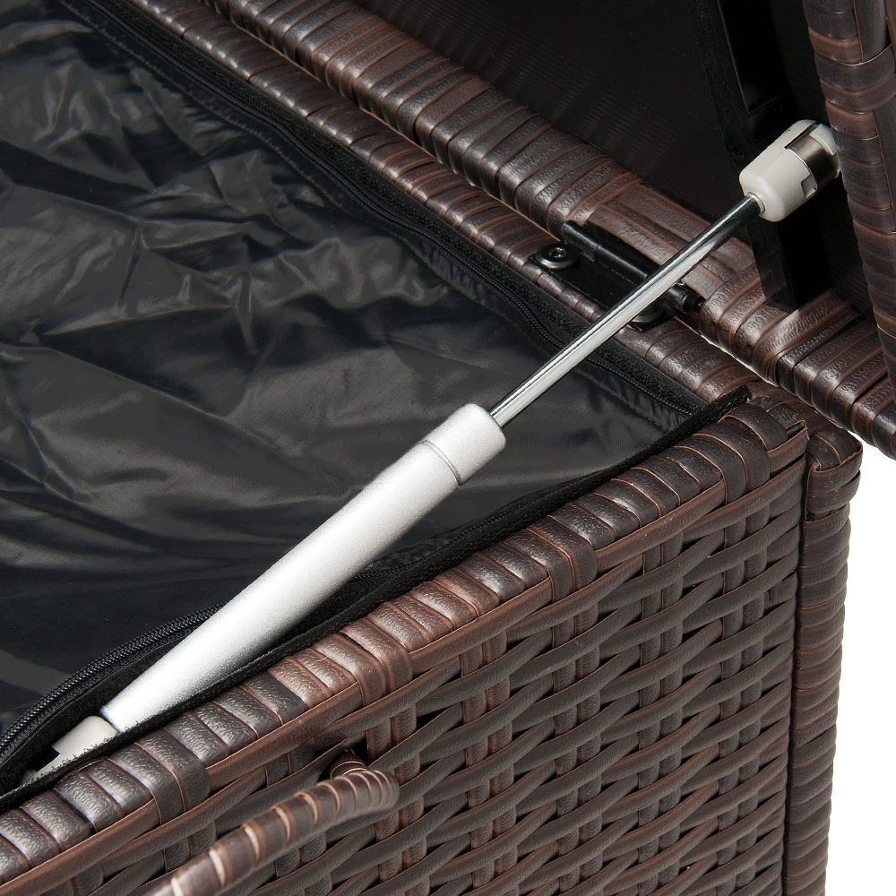 Polyrattan Auflagenbox Braun 122x56x61cm Rollen 10 Polyrattan Auflagenbox Braun 122x56x61cm Rollen – Bild 8