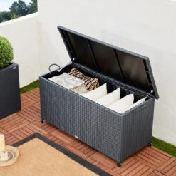 Polyrattan Auflagenbox Schwarz 122x56x61cm Griffe 25 Polyrattan Auflagenbox Schwarz 122x56x61cm Griffe -Gartenmöbel Geschäft 0717deebd814974e1809605c249da7ea de 102318d 15 1