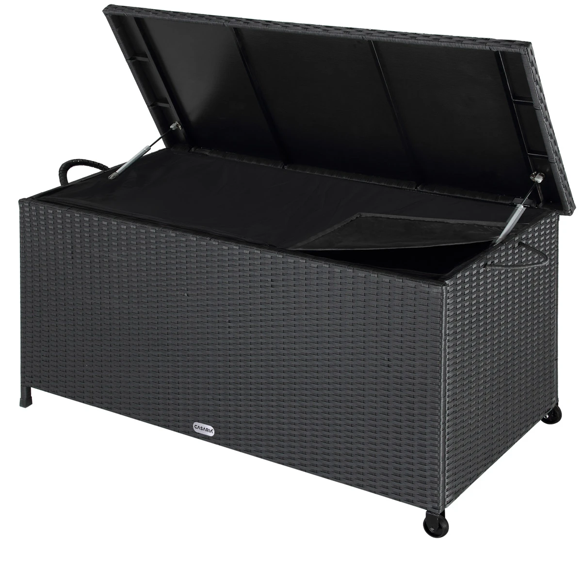 Polyrattan Auflagenbox Schwarz 122x56x61cm Griffe 8 Polyrattan Auflagenbox Schwarz 122x56x61cm Griffe – Bild 6