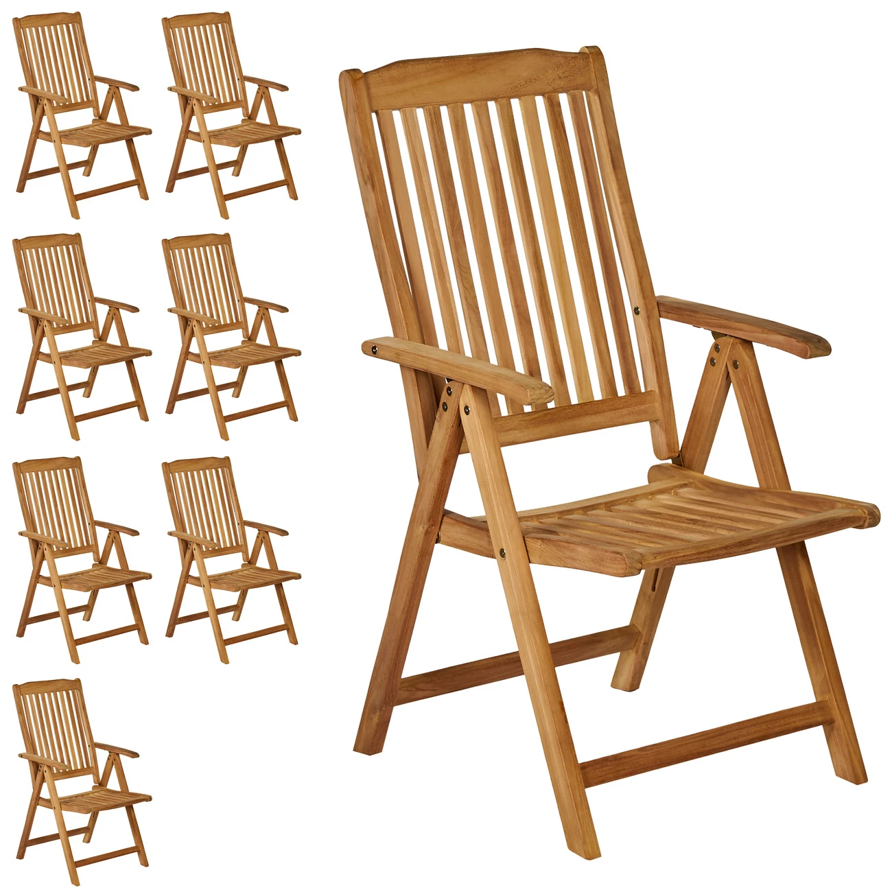 Gartenstuhl Bari 8er-Set Teakholz Klappbar 4 Gartenstuhl Bari 8er-Set Teakholz Klappbar – Bild 2