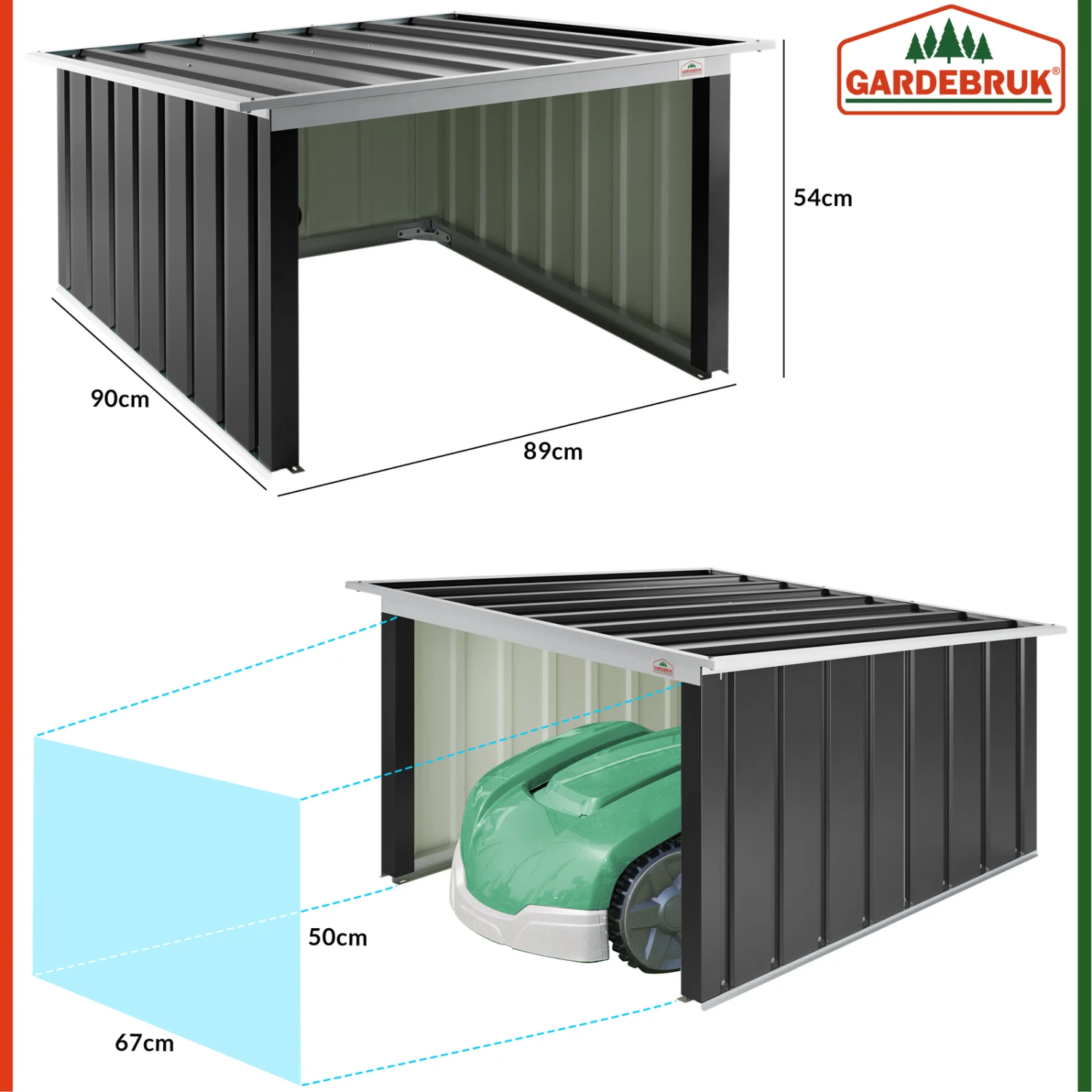 Mähroboter Garage Anthrazit Metall 89x90x54cm 4 Mähroboter Garage Anthrazit Metall 89x90x54cm – Bild 2