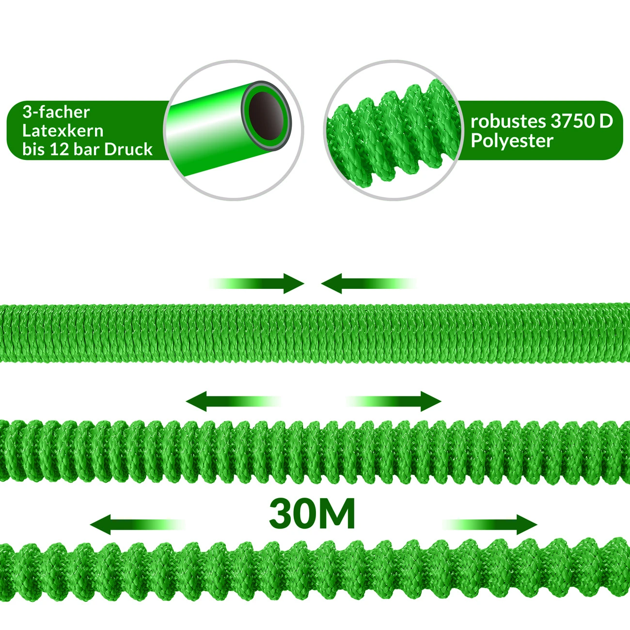 Gartenschlauch Grün 30m Flexibel 10 Gartenschlauch Grün 30m Flexibel – Bild 8