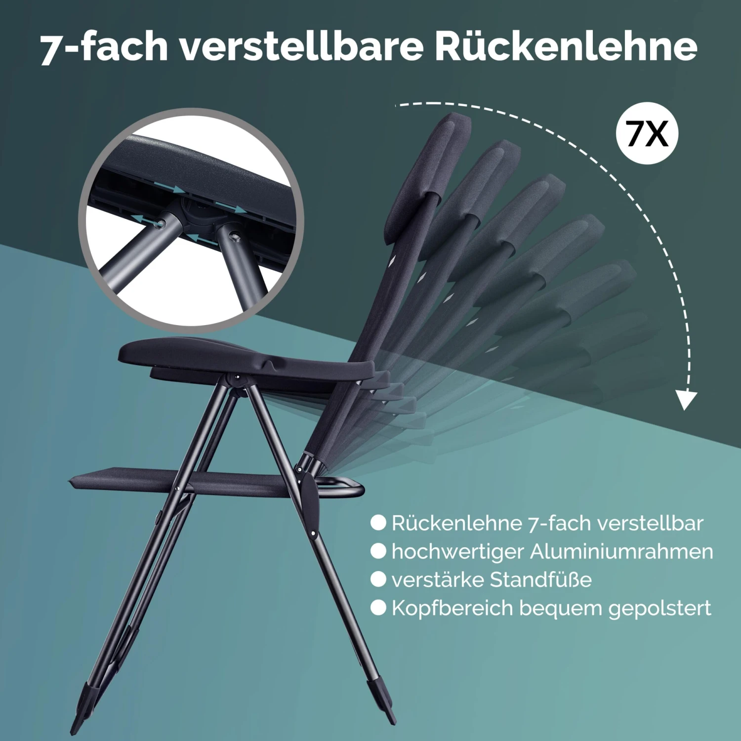 Gartenstuhl 2er-Set Anthrazit Alu Klappbar 7 Gartenstuhl 2er-Set Anthrazit Alu Klappbar – Bild 5