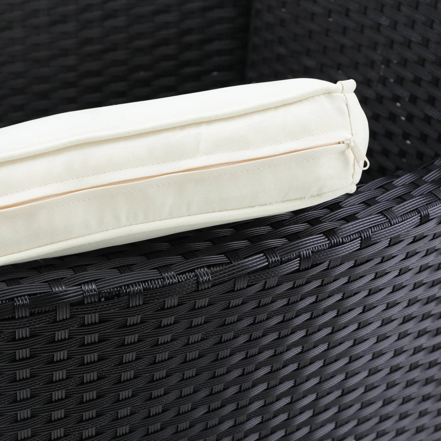 Polyrattan Gartenstuhl 2er-Set Schwarz/Creme Stapelbar 7 Polyrattan Gartenstuhl 2er-Set Schwarz/Creme Stapelbar – Bild 5