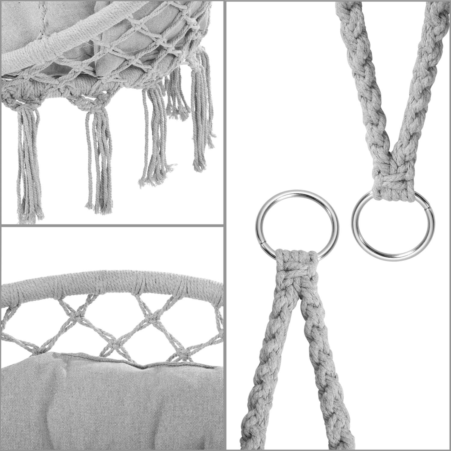 Hängesessel Hellgrau 80x60x140cm 10 Hängesessel Hellgrau 80x60x140cm – Bild 8