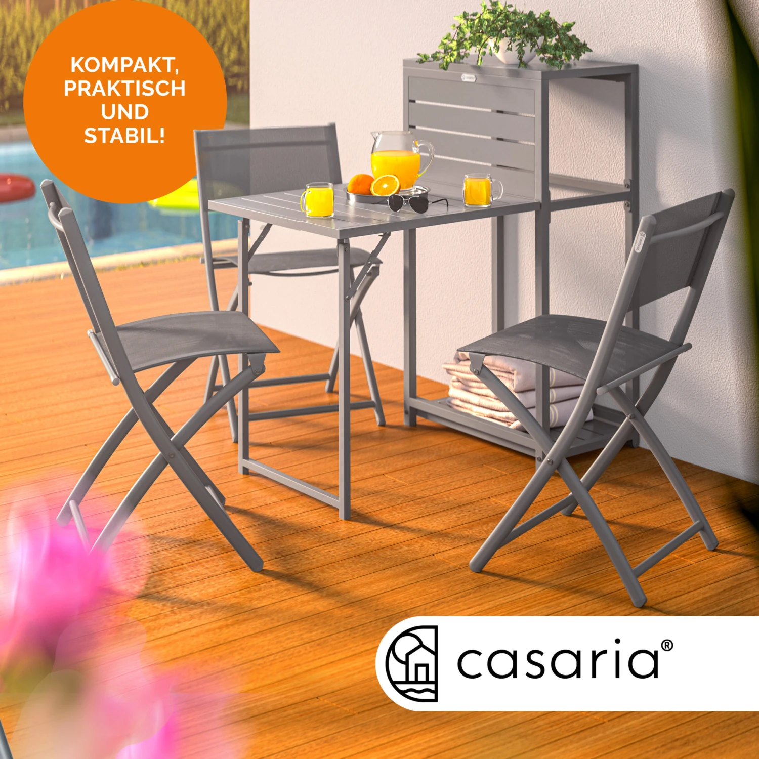 Gartenstuhl 2er-Set Grau 5 Gartenstuhl 2er-Set Grau – Bild 3