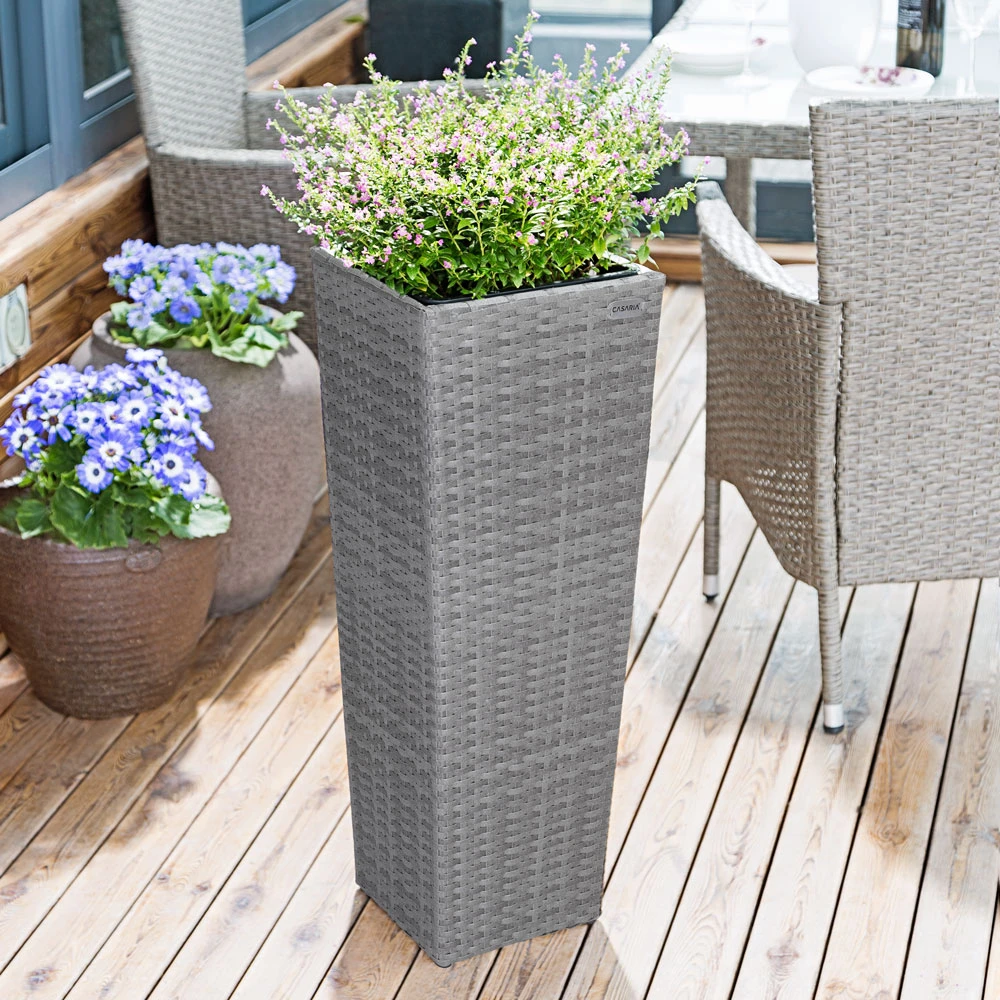 Polyrattan Blumentopf 3er-Set Grau 4 Polyrattan Blumentopf 3er-Set Grau – Bild 2