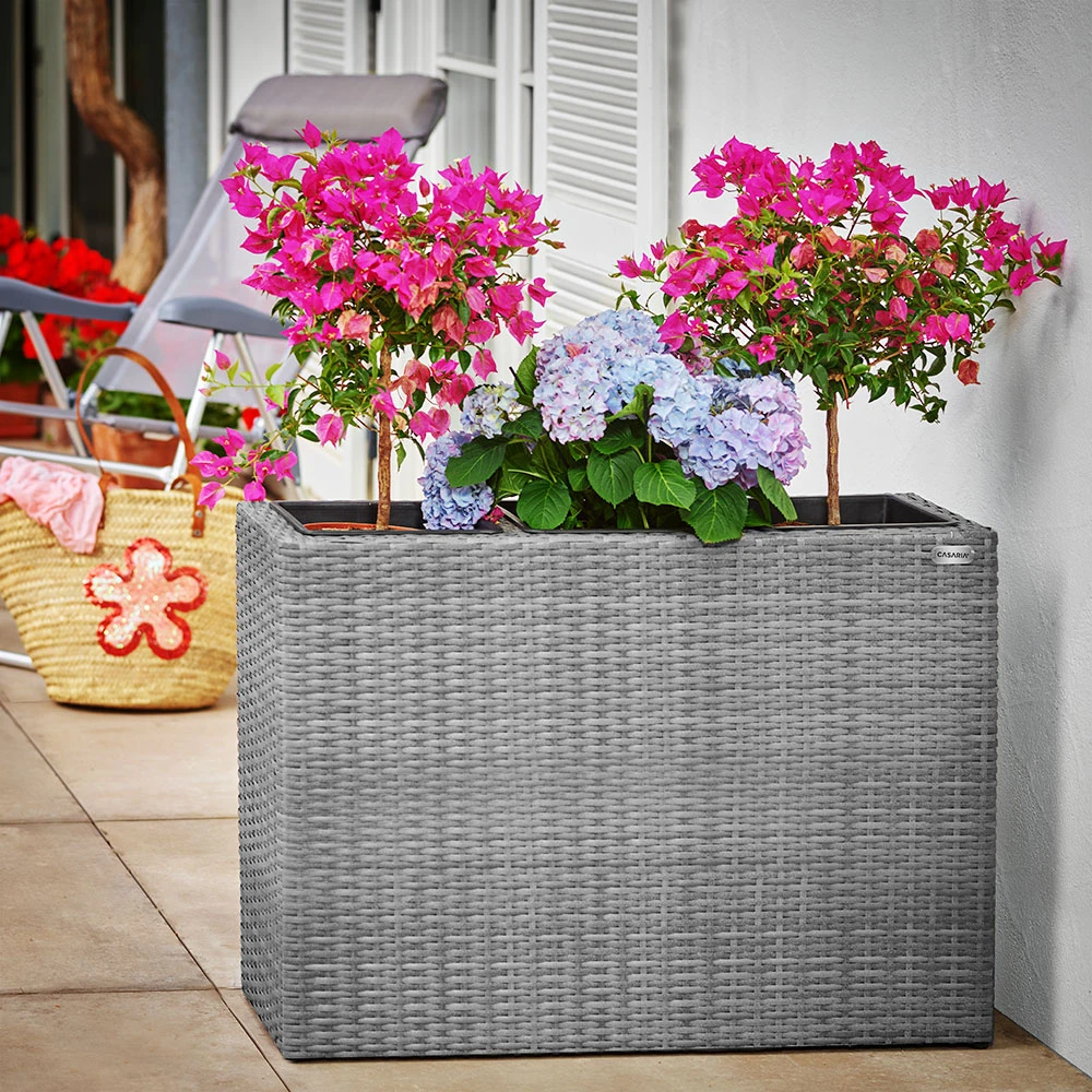 Polyrattan Blumentopf Grau 83x30,5x60cm 4 Polyrattan Blumentopf Grau 83x30,5x60cm – Bild 2