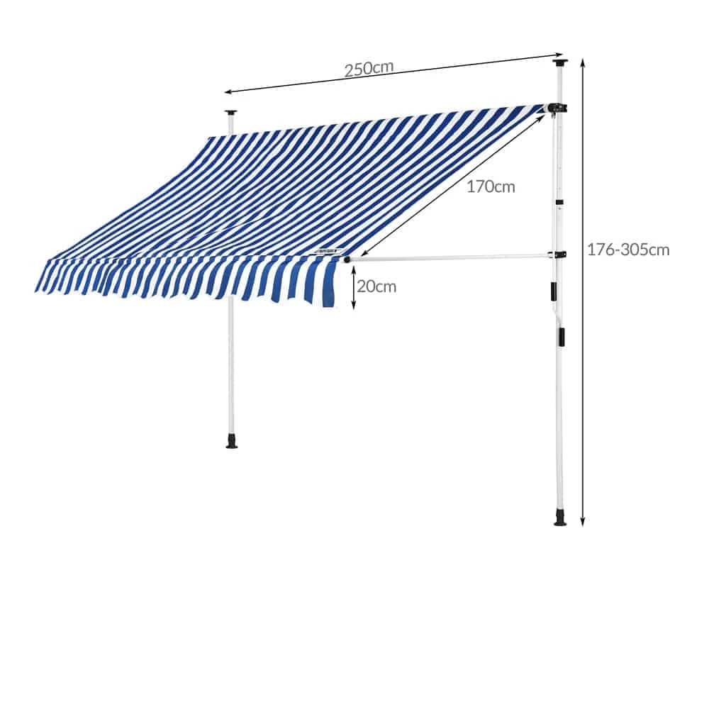 Klemmmarkise Blau/Weiß 250cm 10 Klemmmarkise Blau/Weiß 250cm – Bild 8