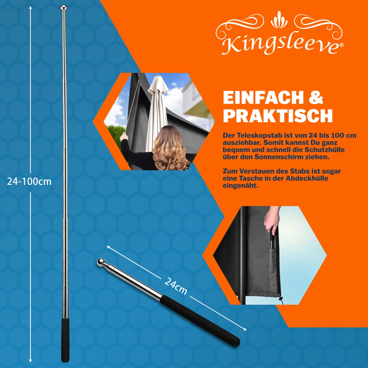 Abdeckung Sonnenschirm Anthrazit Ø330cm 5 Abdeckung Sonnenschirm Anthrazit Ø330cm – Bild 3