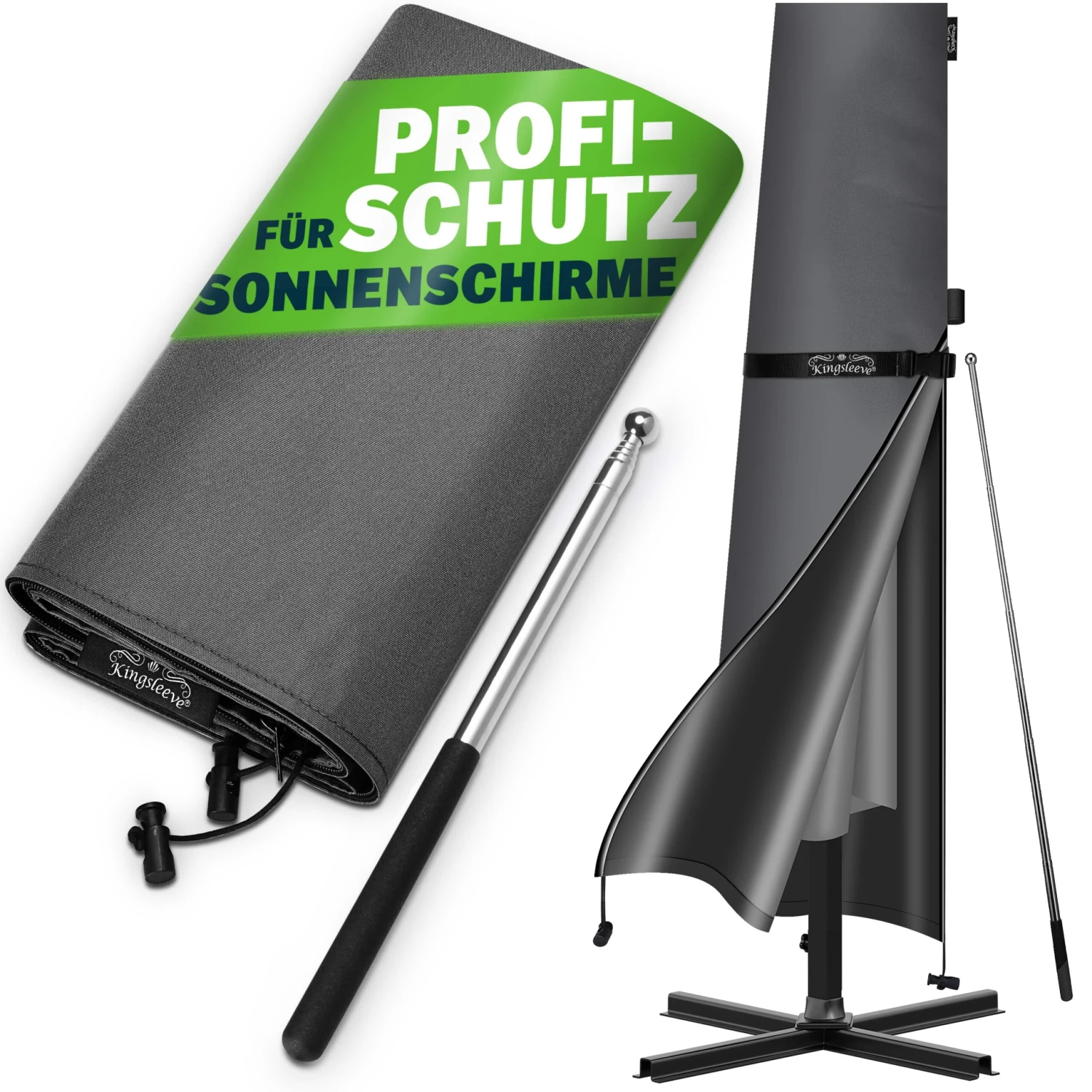 Abdeckung Sonnenschirm Anthrazit Ø330cm 3 Abdeckung Sonnenschirm Anthrazit Ø330cm
