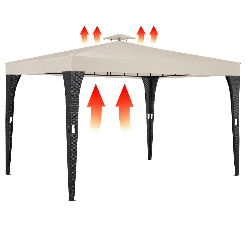 Polyrattan Pavillon Schwarz/Creme 3x4m 8 Polyrattan Pavillon Schwarz/Creme 3x4m – Bild 6