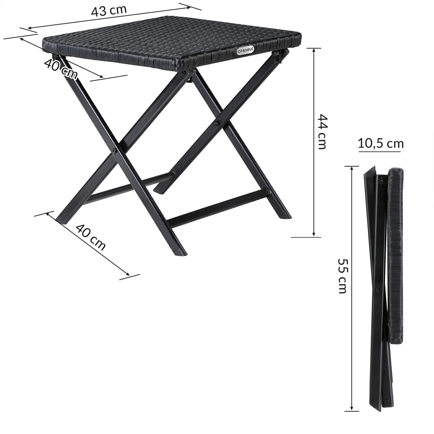 Polyrattan Klapphocker Rom 3in1 Schwarz 10 Polyrattan Klapphocker Rom 3in1 Schwarz – Bild 8