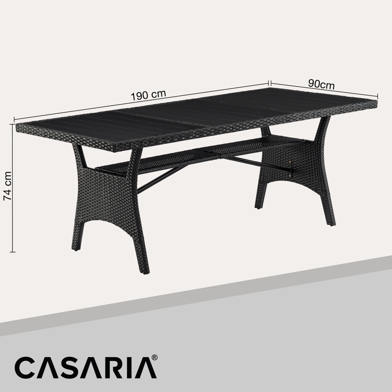 Polyrattan Gartentisch Takeo Schwarz 190x90x75cm WPC 8 Polyrattan Gartentisch Takeo Schwarz 190x90x75cm WPC – Bild 6