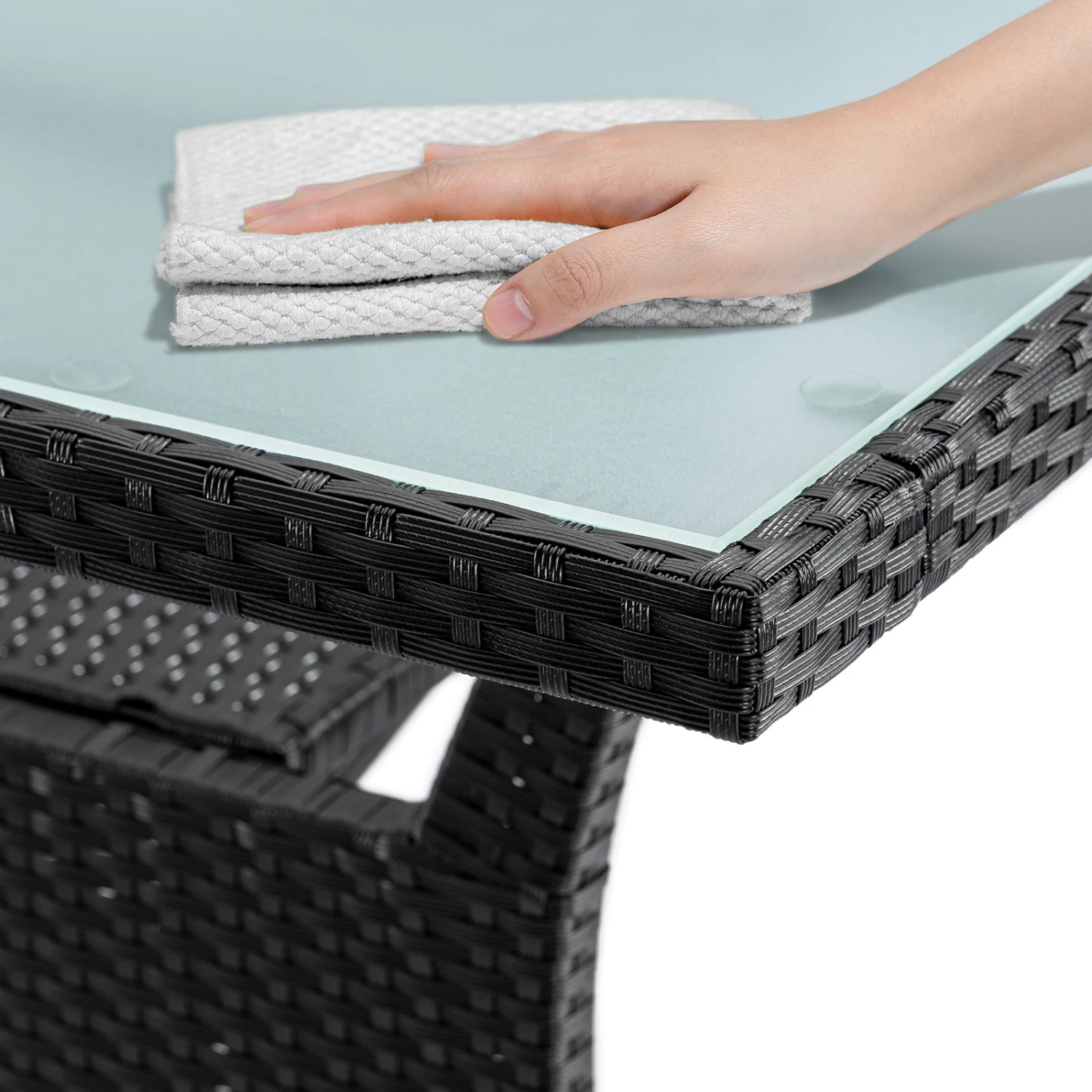 Polyrattan Gartentisch Schwarz 190x90x75cm 9 Polyrattan Gartentisch Schwarz 190x90x75cm – Bild 7