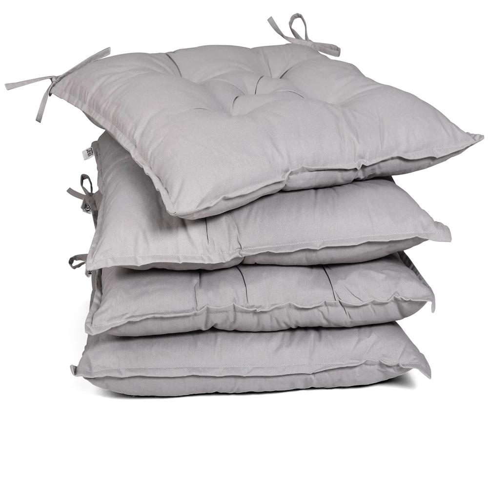 Sitzkissen 4er-Set Hellgrau 40x40x8cm 3 Sitzkissen 4er-Set Hellgrau 40x40x8cm