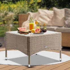 Polyrattan Beistelltisch Grau-Beige 58x58x42cm -Gartenmöbel Geschäft 2392f5c939f46b2122de631f40e5f3a6 de 108637d 5 1