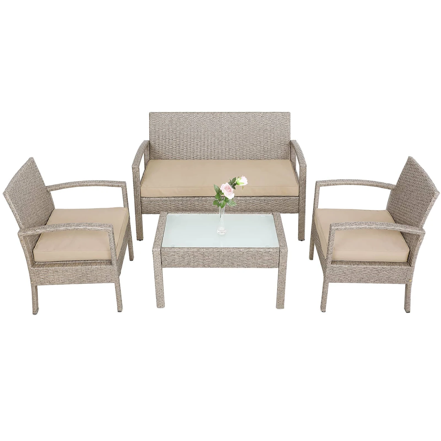 Polyrattan Garten-Sitzgruppe 4-tlg. Creme 14 Polyrattan Garten-Sitzgruppe 4-tlg. Creme – Bild 12