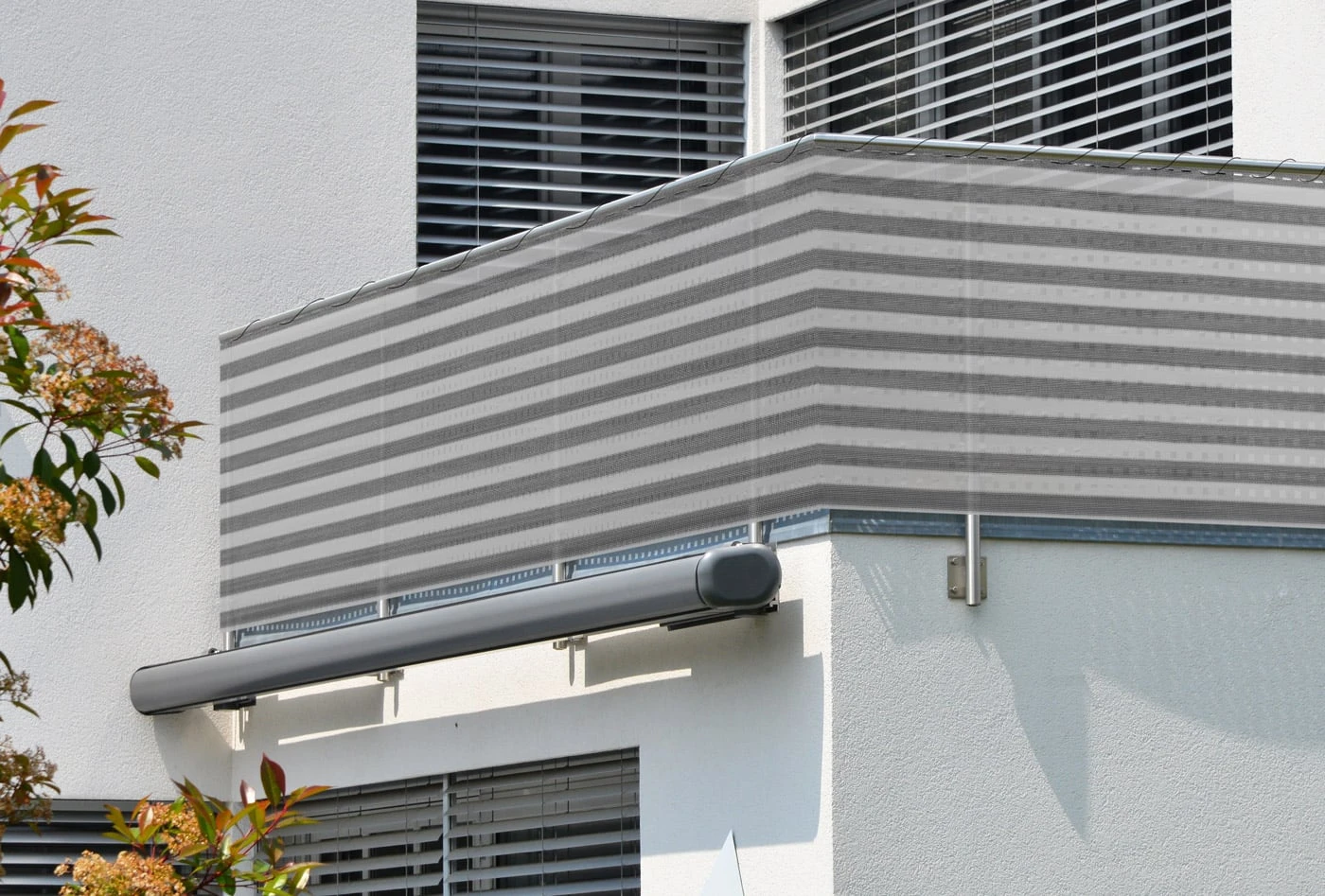 Balkonsichtschutz Grau/Weiß 1,2x10m 4 Balkonsichtschutz Grau/Weiß 1,2x10m – Bild 2
