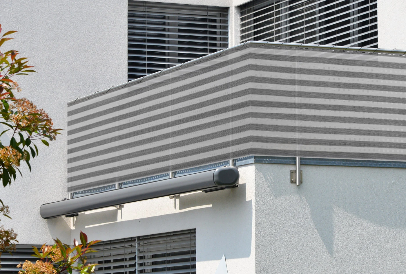 Balkonsichtschutz Grau/Weiß 1,4x10m 6 Balkonsichtschutz Grau/Weiß 1,4x10m – Bild 4