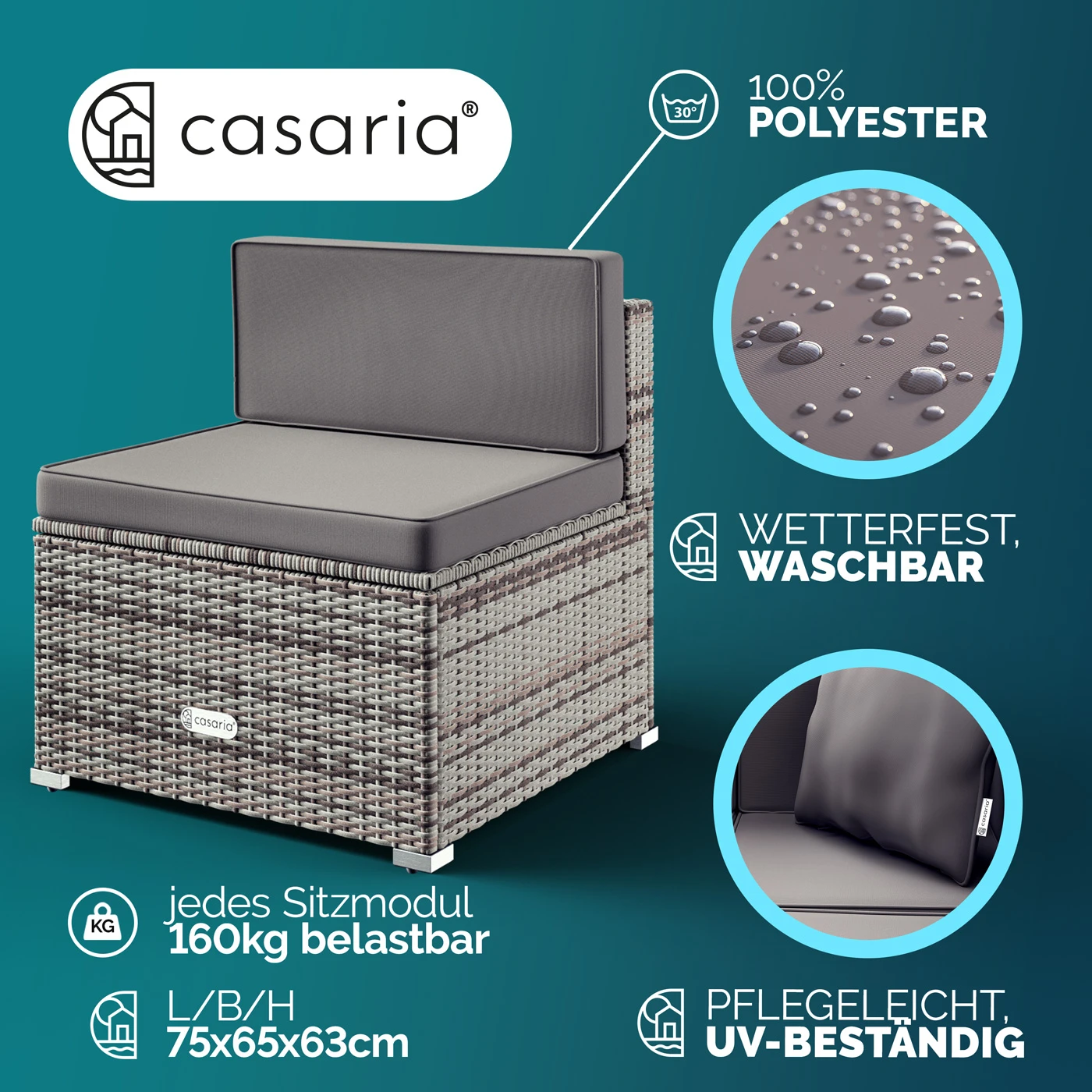 Polyrattan Ecklounge Grau/Anthrazit Dicke Rückenpolster 5 Polyrattan Ecklounge Grau/Anthrazit Dicke Rückenpolster – Bild 3