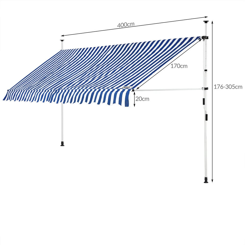 Klemmmarkise Blau/Weiß 400cm 10 Klemmmarkise Blau/Weiß 400cm – Bild 8