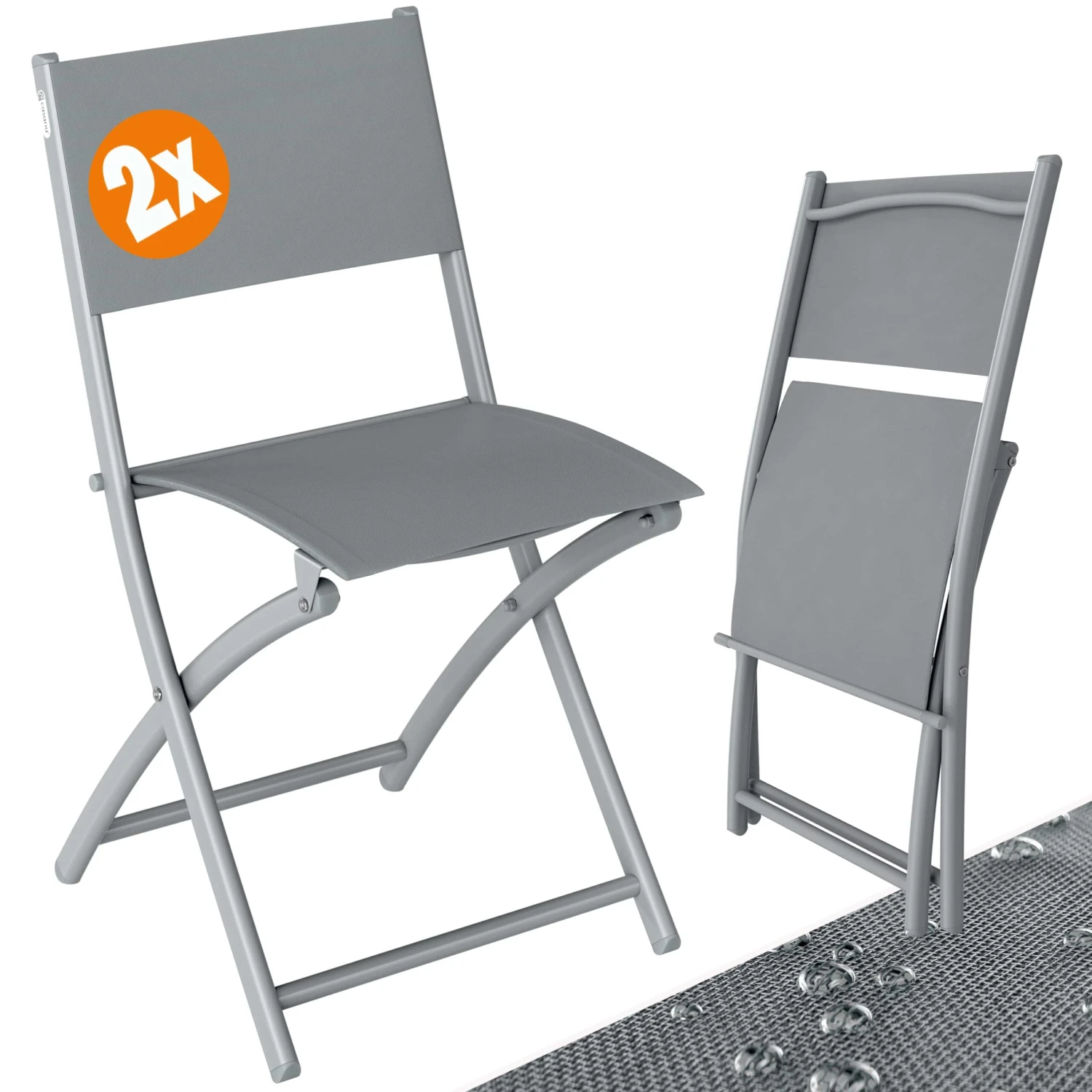 Gartenstuhl 2er-Set Grau 3 Gartenstuhl 2er-Set Grau