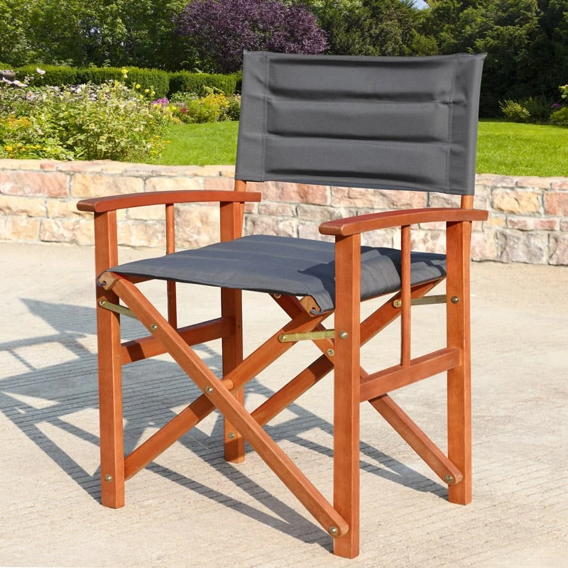 Regiestuhl 2er-Set Cannes Anthrazit Gepolstert 4 Regiestuhl 2er-Set Cannes Anthrazit Gepolstert – Bild 2