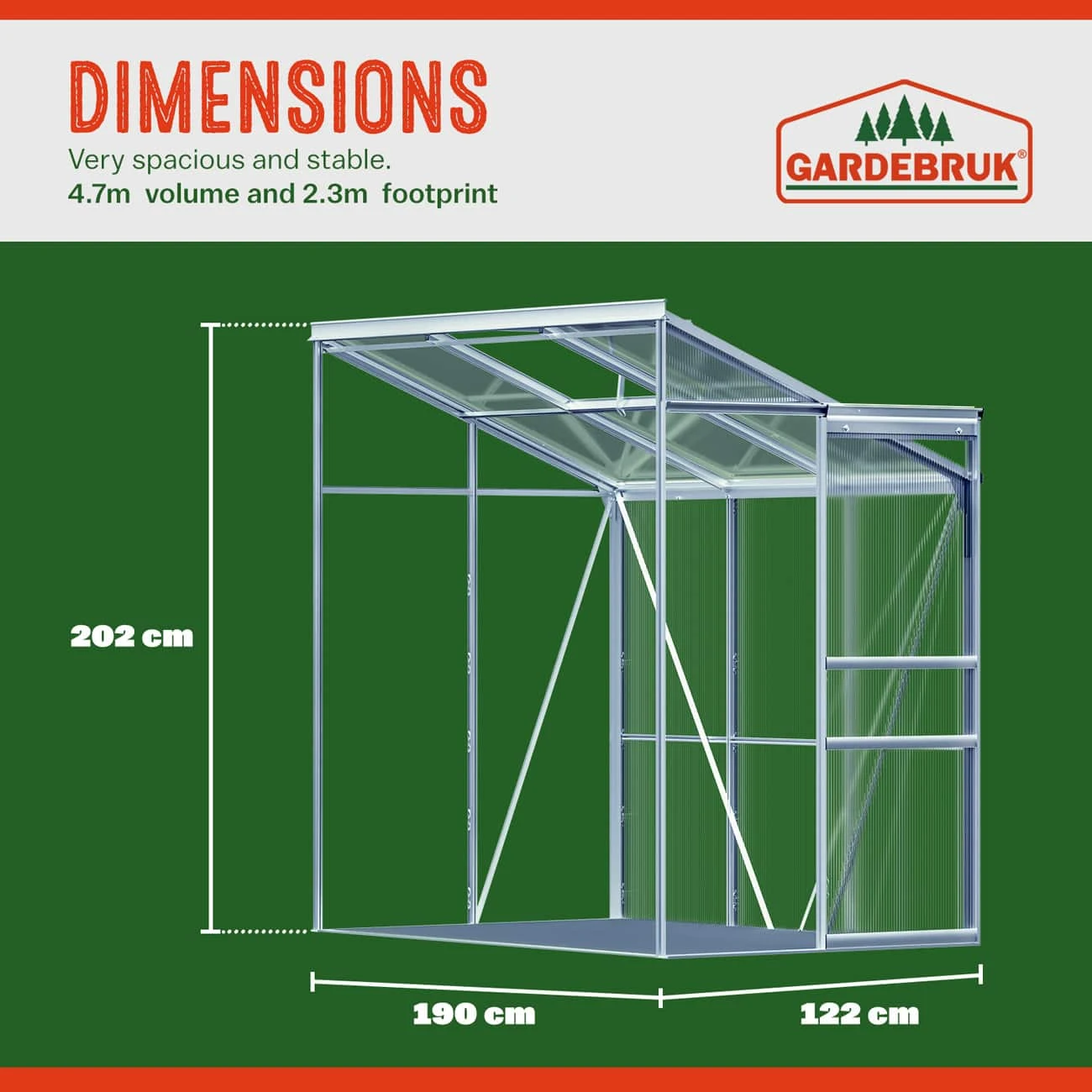 Alu Beistellgewächshaus 190x122x202cm Mit Fundament 10 Alu Beistellgewächshaus 190x122x202cm Mit Fundament – Bild 8