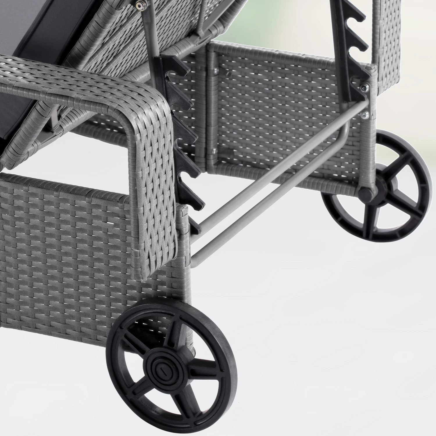 Polyrattan Sonnenliege Grau/Anthrazit 193x90x43cm 9 Polyrattan Sonnenliege Grau/Anthrazit 193x90x43cm – Bild 7