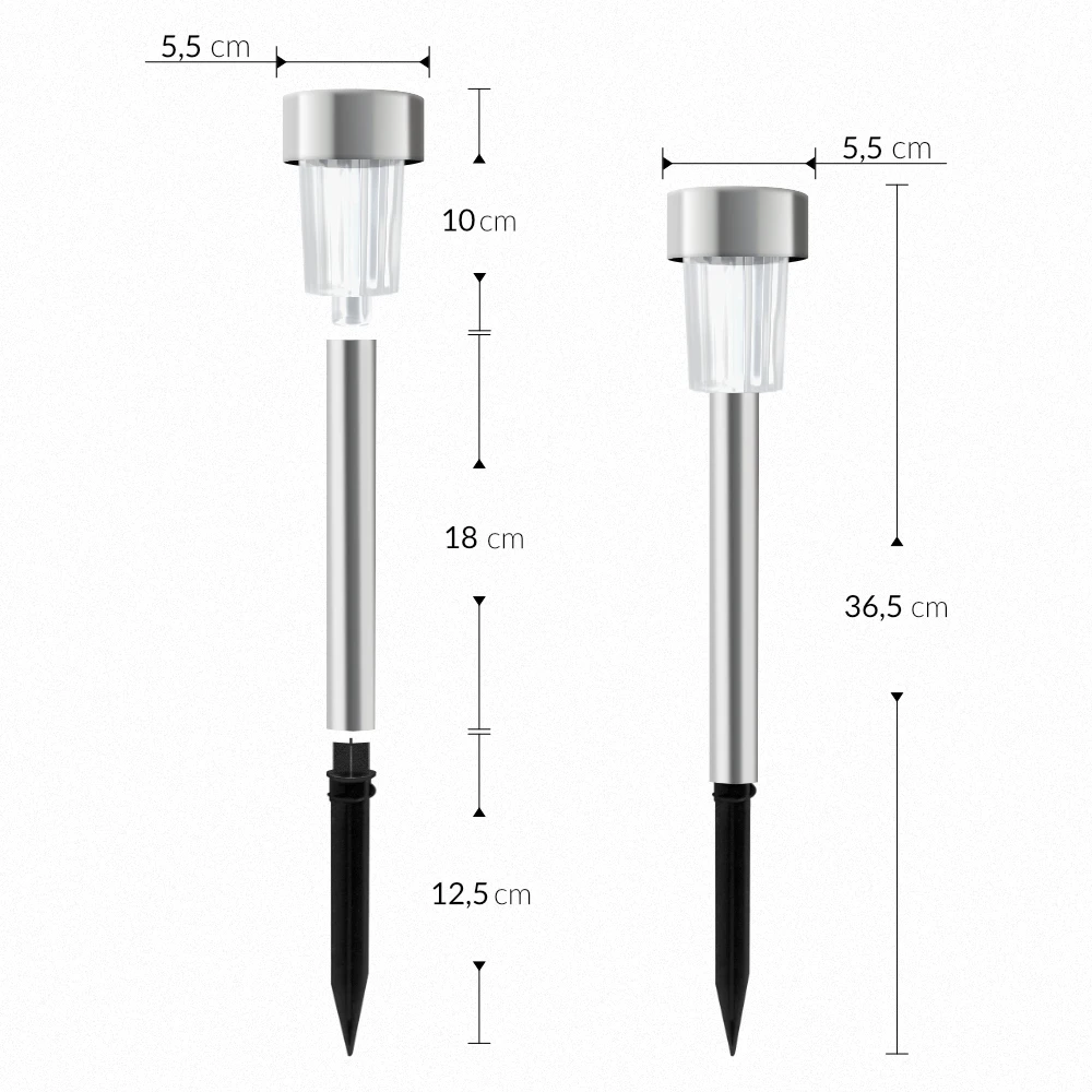 LED Solarleuchte 24er-Set Edelstahl 37cm 4 LED Solarleuchte 24er-Set Edelstahl 37cm – Bild 2