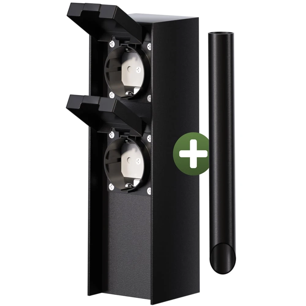 Gartensteckdose Schwarz 2er-Stecker 23x7x7cm 3 Gartensteckdose Schwarz 2er-Stecker 23x7x7cm