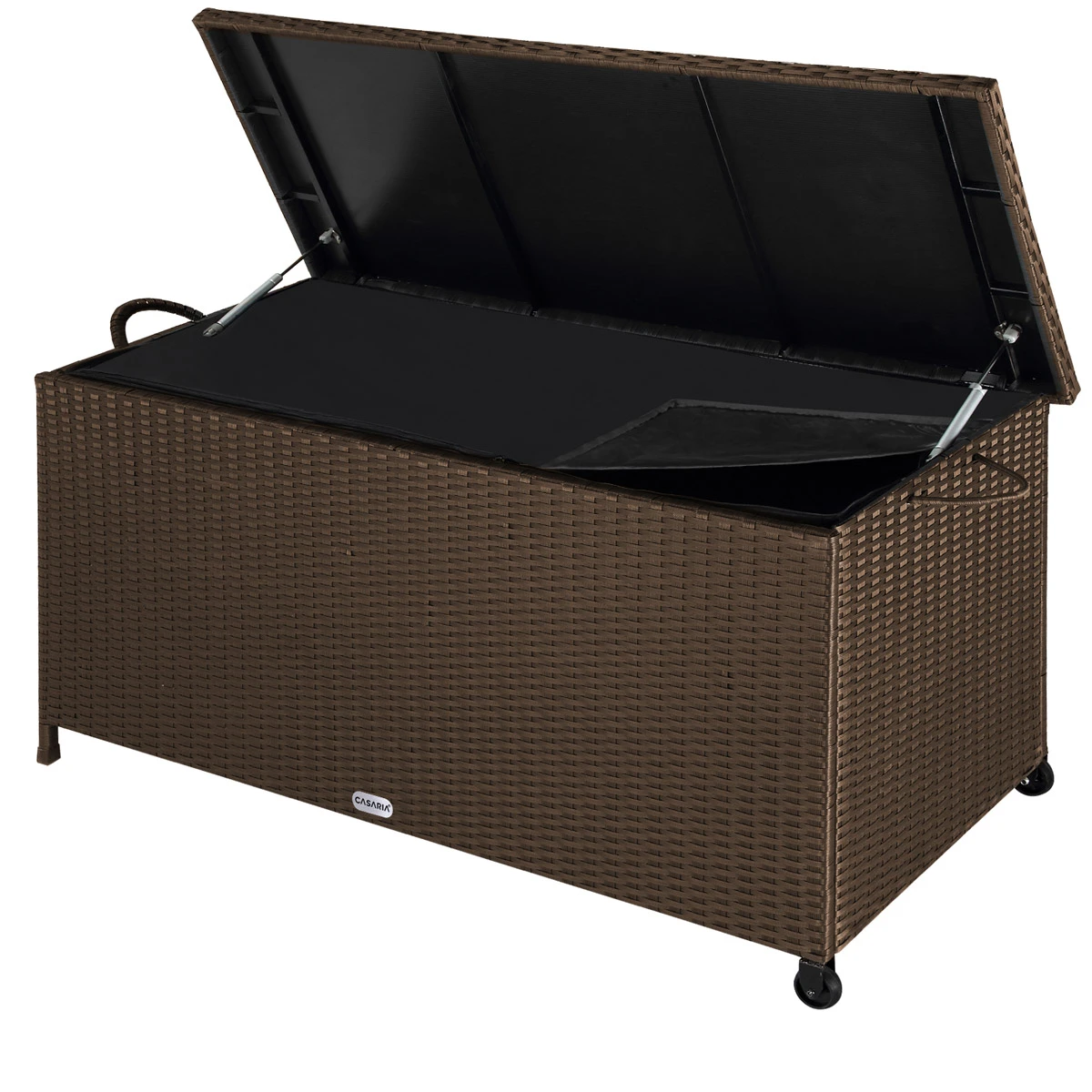 Polyrattan Auflagenbox Braun 122x56x61cm Rollen 8 Polyrattan Auflagenbox Braun 122x56x61cm Rollen – Bild 6