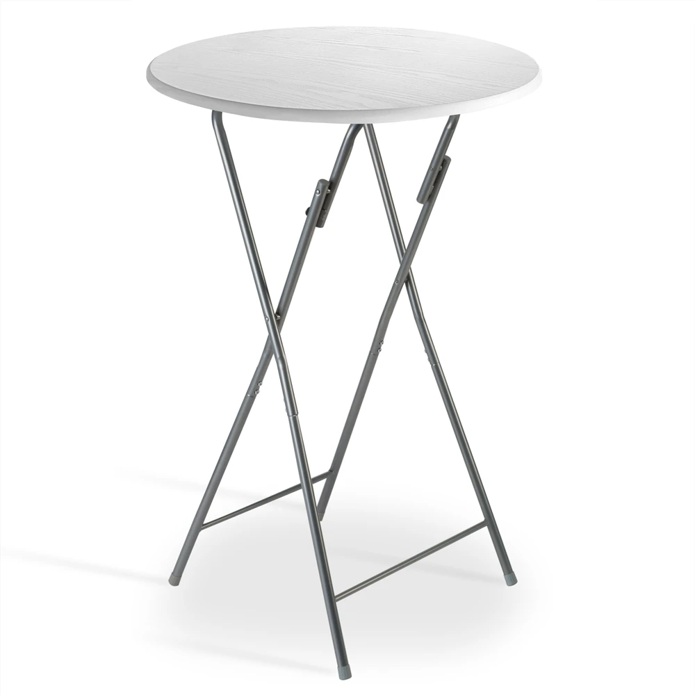 Stehtisch Weiß Holzdekor Ø60cm Klappbar 5 Stehtisch Weiß Holzdekor Ø60cm Klappbar – Bild 3