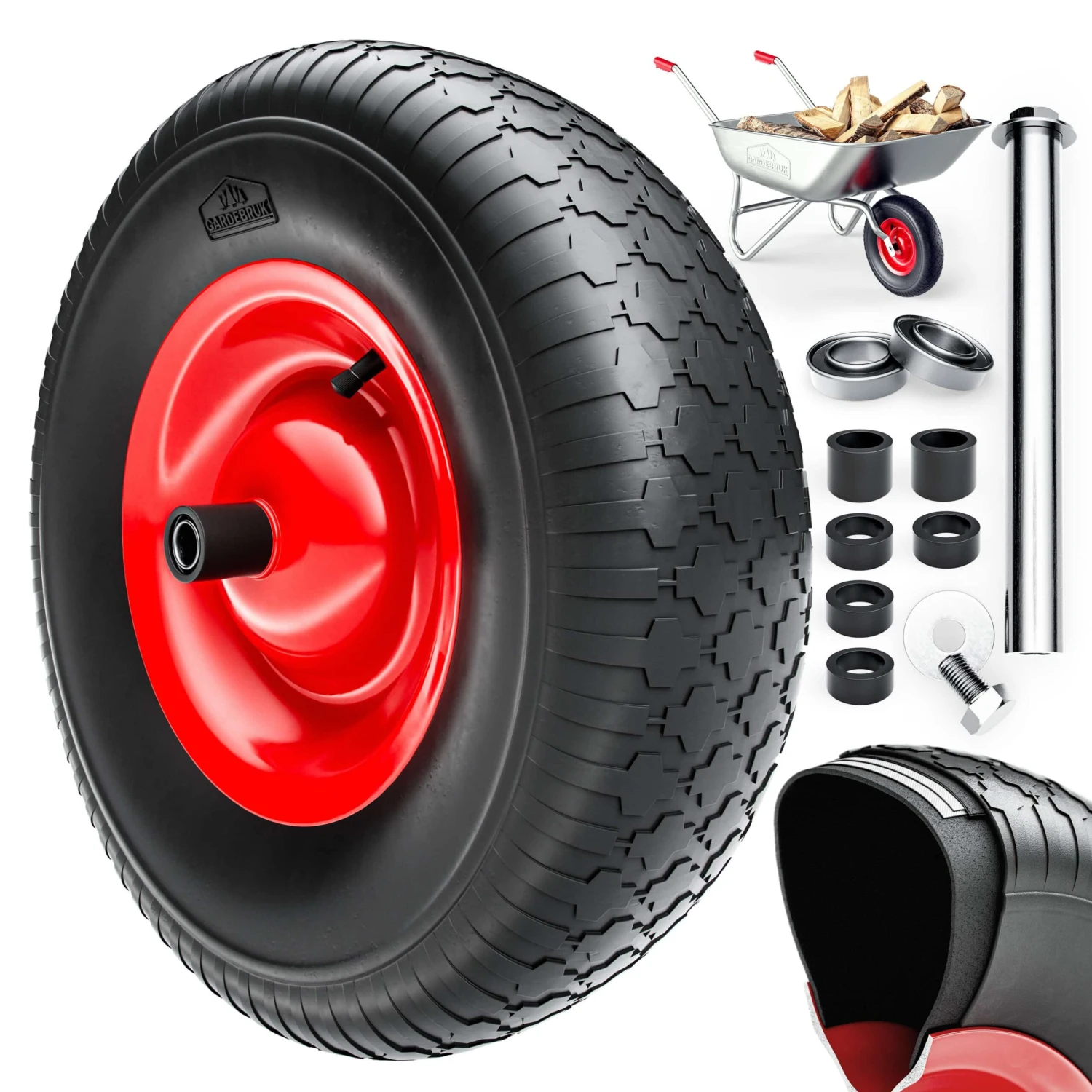 Schubkarrenrad Schwarz Luftbereift Inkl. Achse 3 Schubkarrenrad Schwarz Luftbereift Inkl. Achse