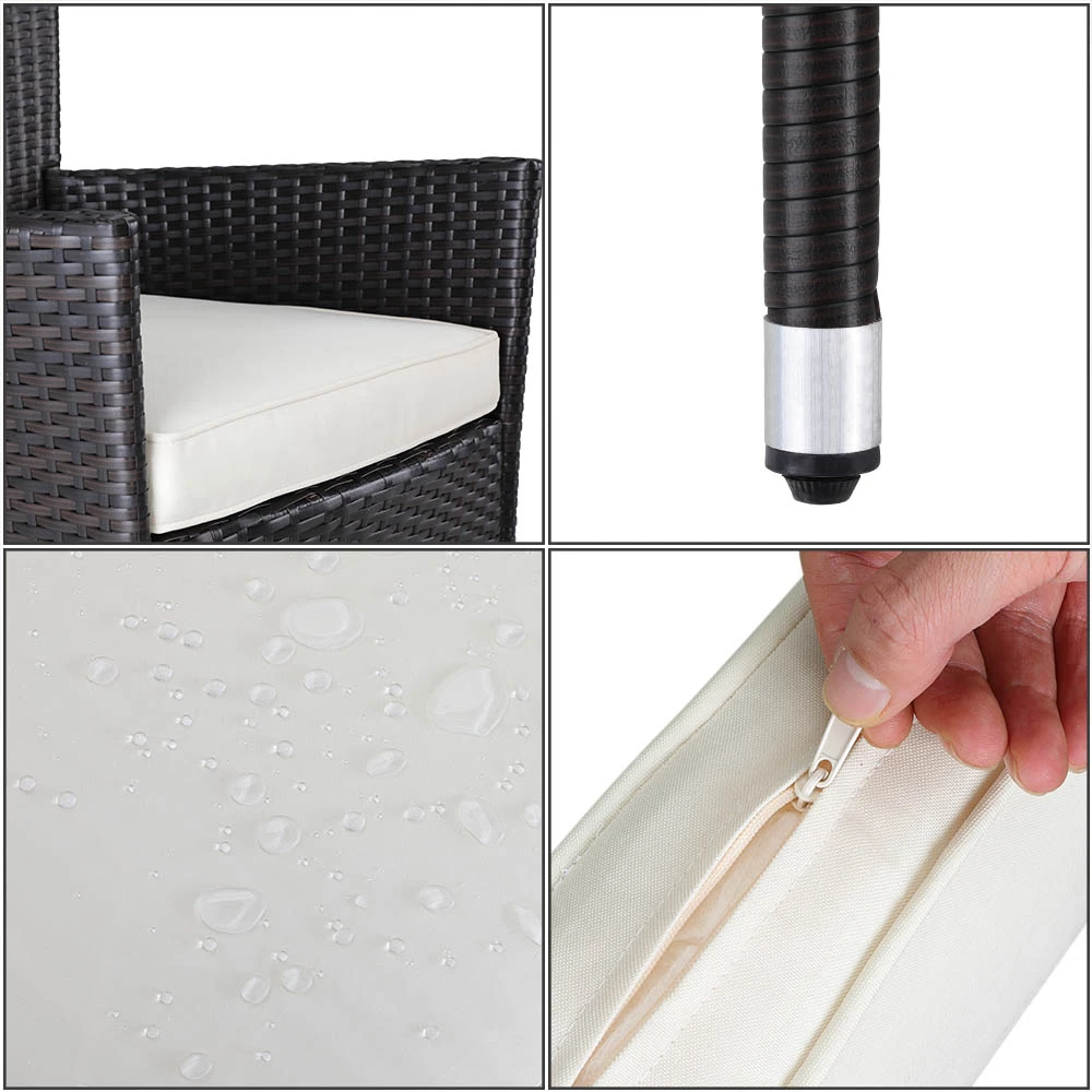 Polyrattan Sitzgarnitur Turin 7-tlg. Braun/Creme 7 Polyrattan Sitzgarnitur Turin 7-tlg. Braun/Creme – Bild 5