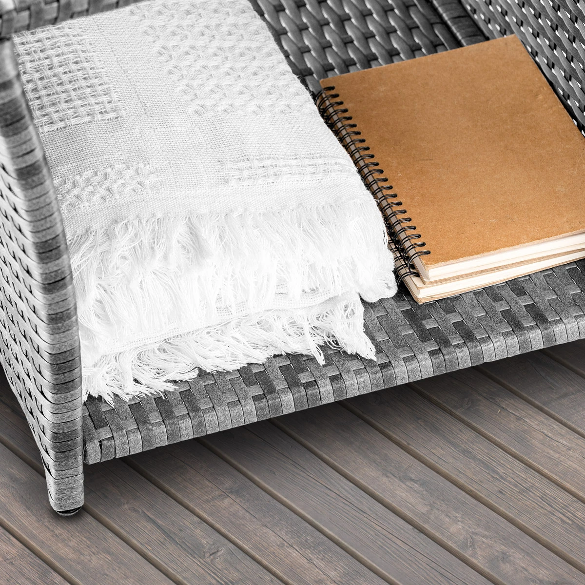 Polyrattan Beistelltisch Vedis Grau 45x45x40cm 7 Polyrattan Beistelltisch Vedis Grau 45x45x40cm – Bild 5