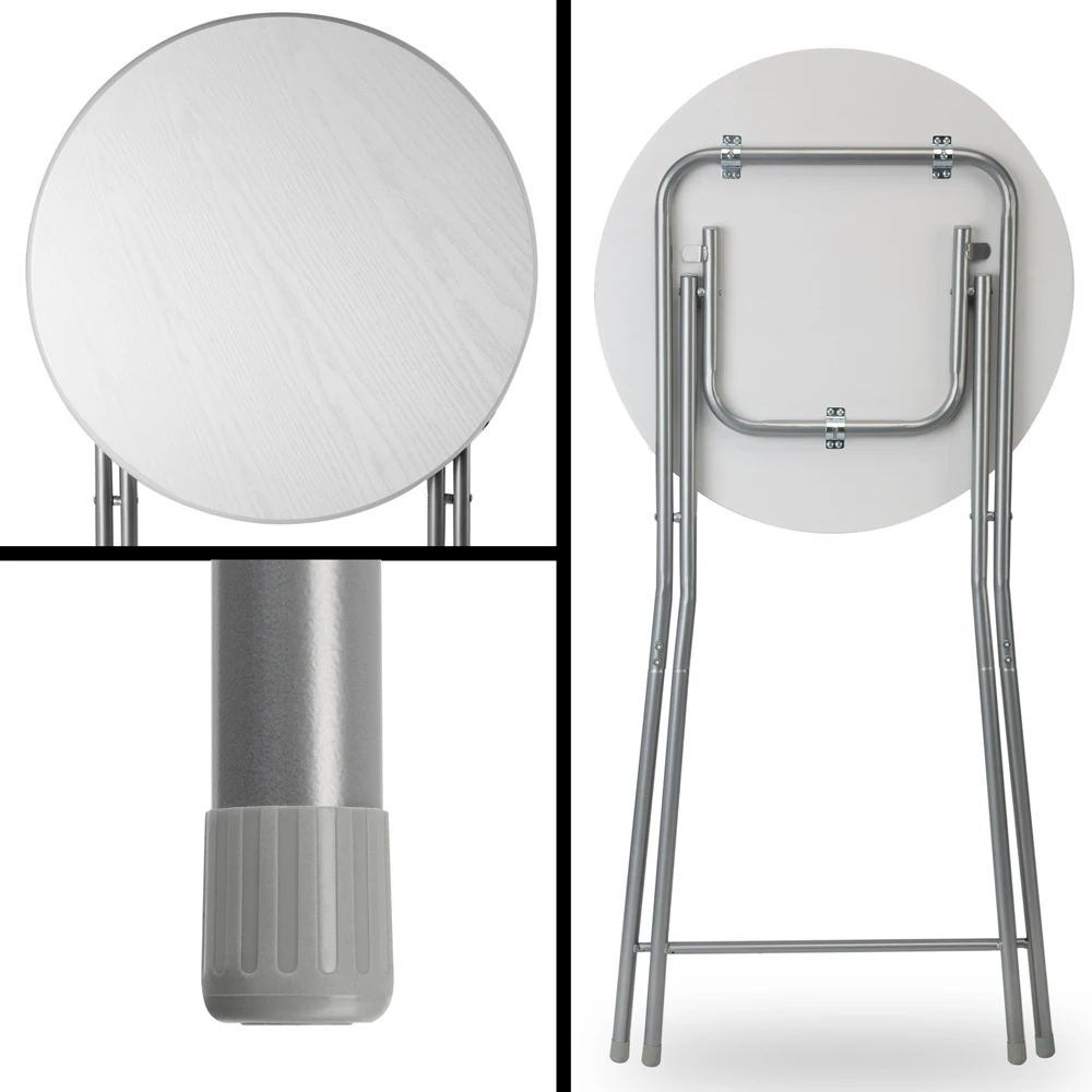 Stehtisch Weiß Holzdekor Ø60cm Klappbar 8 Stehtisch Weiß Holzdekor Ø60cm Klappbar – Bild 6