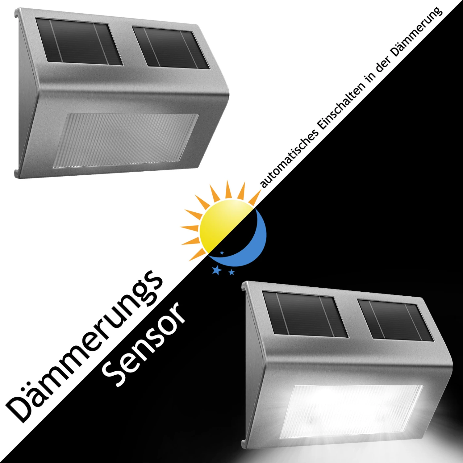 LED Solar-Wandleuchte 4er-Set Edelstahl 10 LED Solar-Wandleuchte 4er-Set Edelstahl – Bild 8