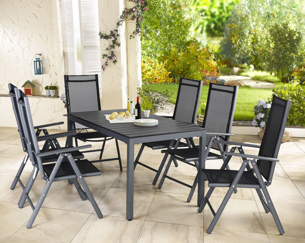 Garten-Sitzgruppe Bern 7-tlg. Anthrazit Alu WPC 5 Garten-Sitzgruppe Bern 7-tlg. Anthrazit Alu WPC – Bild 3