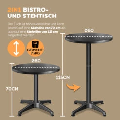 Stehtisch 2er-Set Schwarz Alu Ø60cm Höhenverstellbar -Gartenmöbel Geschäft 48e059e91add615d8fc5167f59109e2e 04 109704 on dts amz high de 1