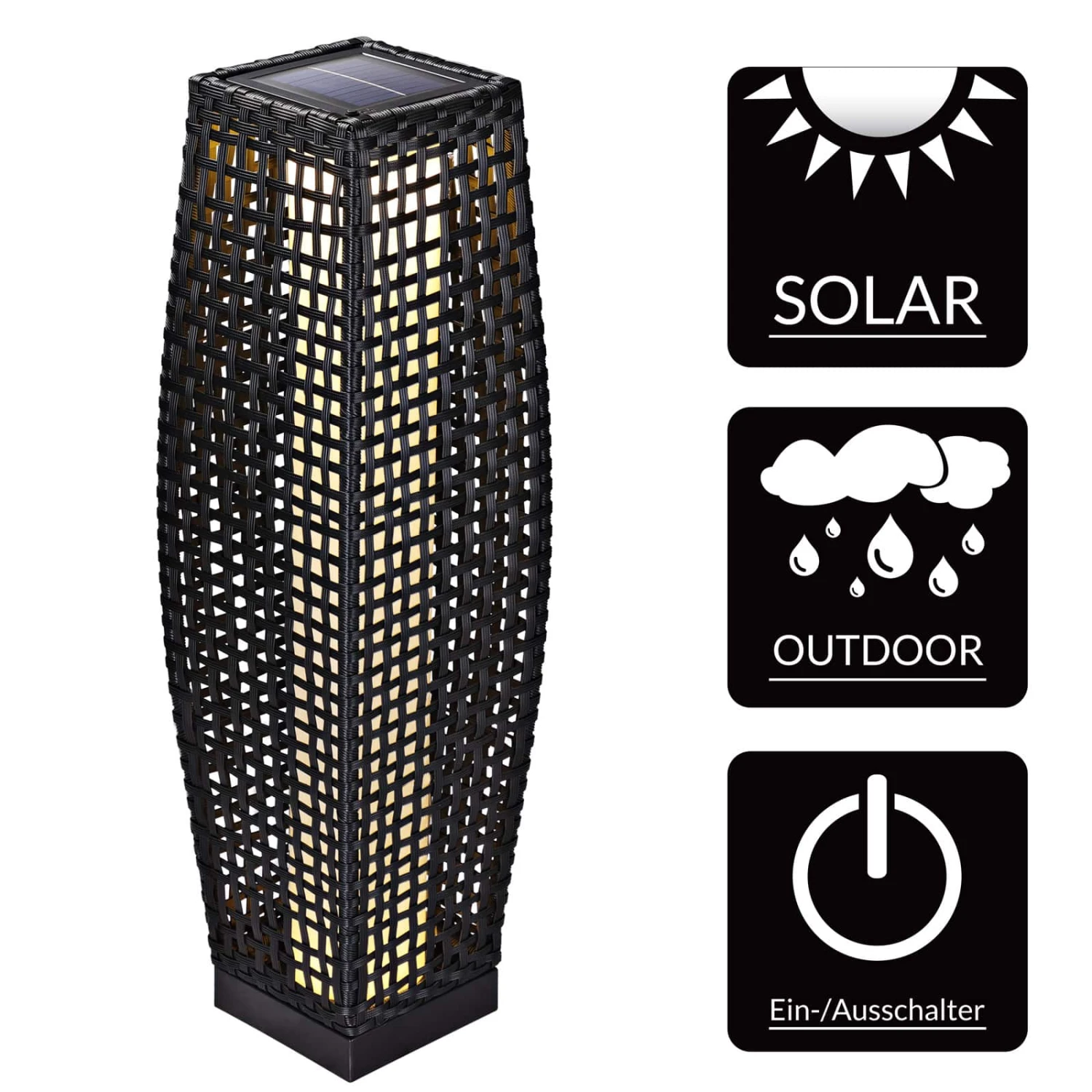 LED Solarleuchte Polyrattan 70cm 9 LED Solarleuchte Polyrattan 70cm – Bild 7