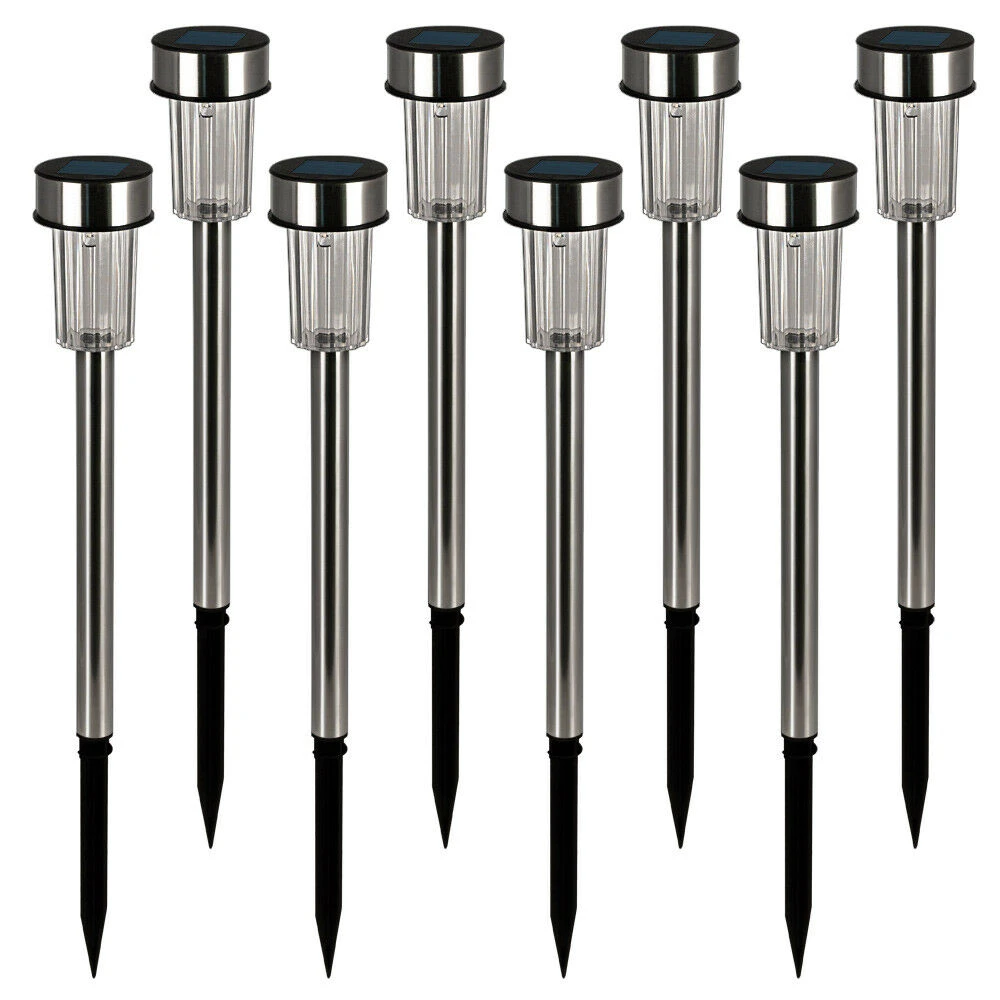 LED Solarleuchte 8er-Set Edelstahl 37cm 4 LED Solarleuchte 8er-Set Edelstahl 37cm – Bild 2