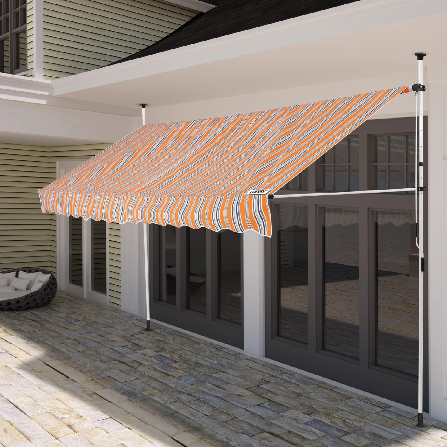 Klemmmarkise Orange/Schwarz/Weiß 200cm 5 Klemmmarkise Orange/Schwarz/Weiß 200cm – Bild 3