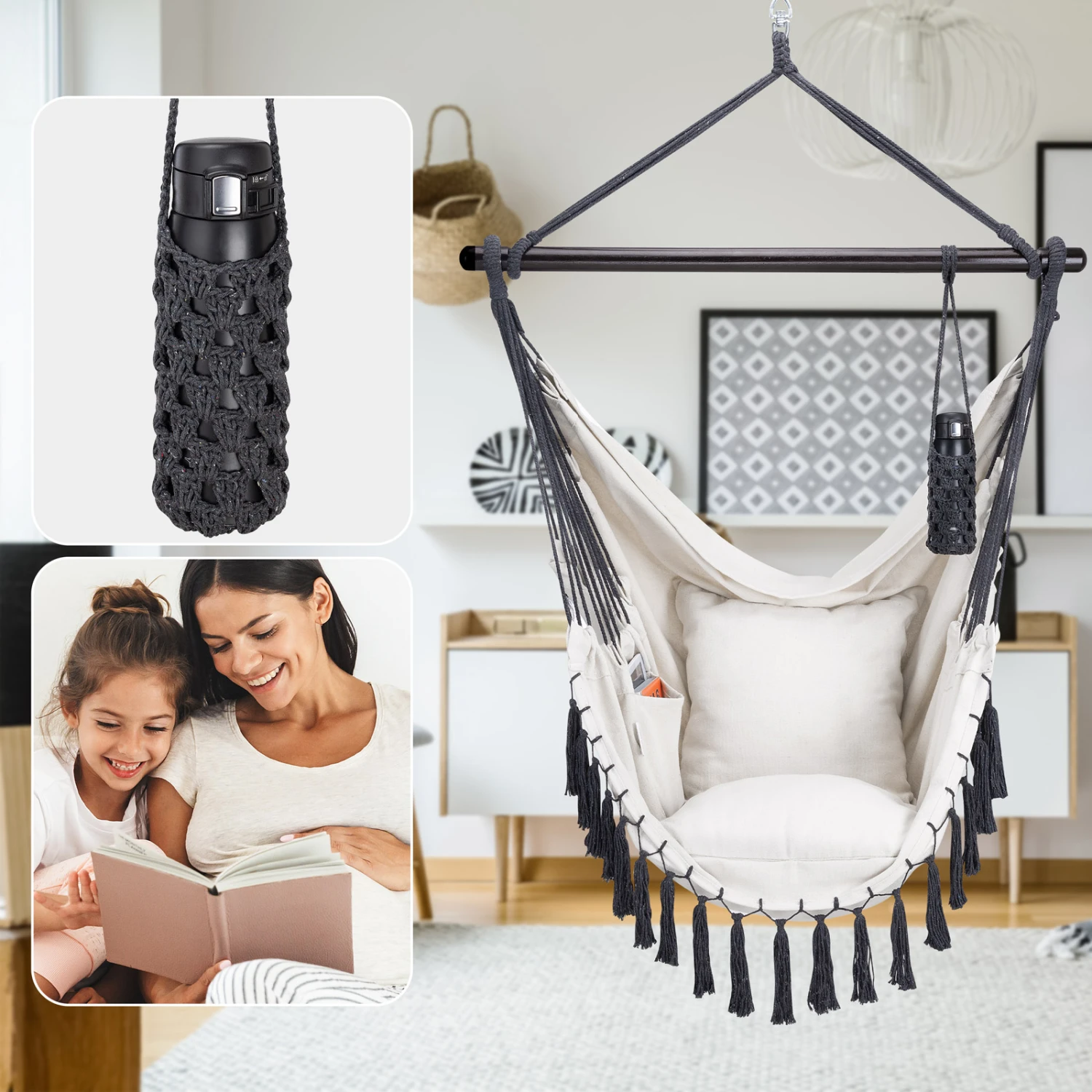 Hängesessel Creme 170x100x150cm 10 Hängesessel Creme 170x100x150cm – Bild 8