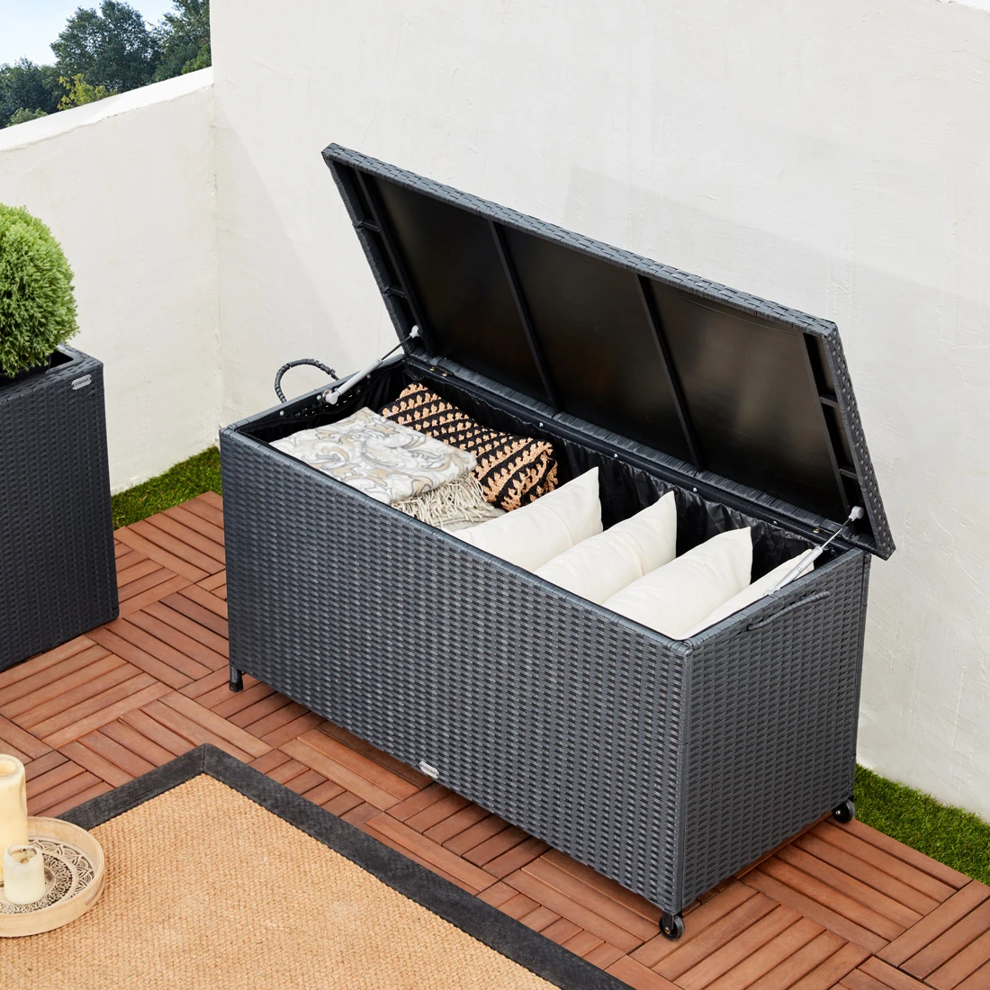 Polyrattan Auflagenbox Schwarz 122x56x61cm Griffe 15 Polyrattan Auflagenbox Schwarz 122x56x61cm Griffe – Bild 13
