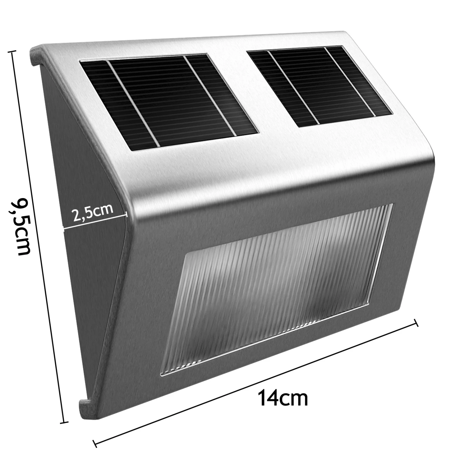 LED Solar-Wandleuchte 2er-Set Edelstahl 14 LED Solar-Wandleuchte 2er-Set Edelstahl – Bild 12